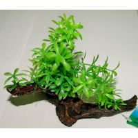 Пластиковое растение на коряге для аквариума 223132